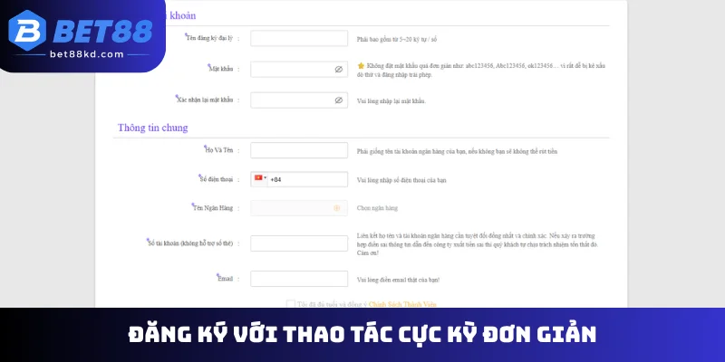 Đăng ký với thao tác cực kỳ đơn giản