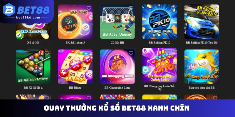 Quay thưởng xổ số Bet88 xanh chín